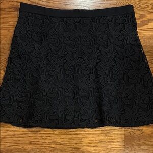 LOFT Black Floral Lace Mini Skirt